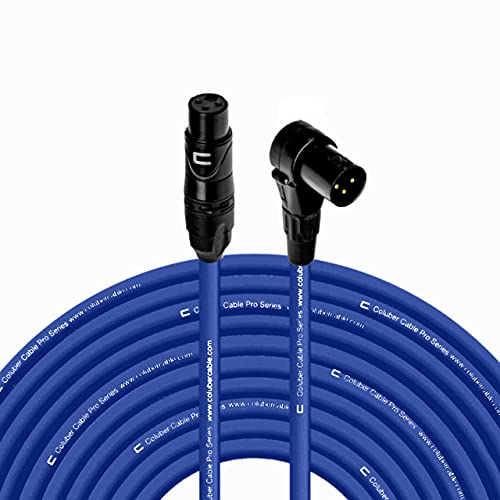 Balanced XLR Cable Female to Right Angle XLR Male - 200 Feet Blue - Pro 3-Pin Microphone Connector for Powered Speakers, Audio Interface or Mixer for Live Performance & Recording