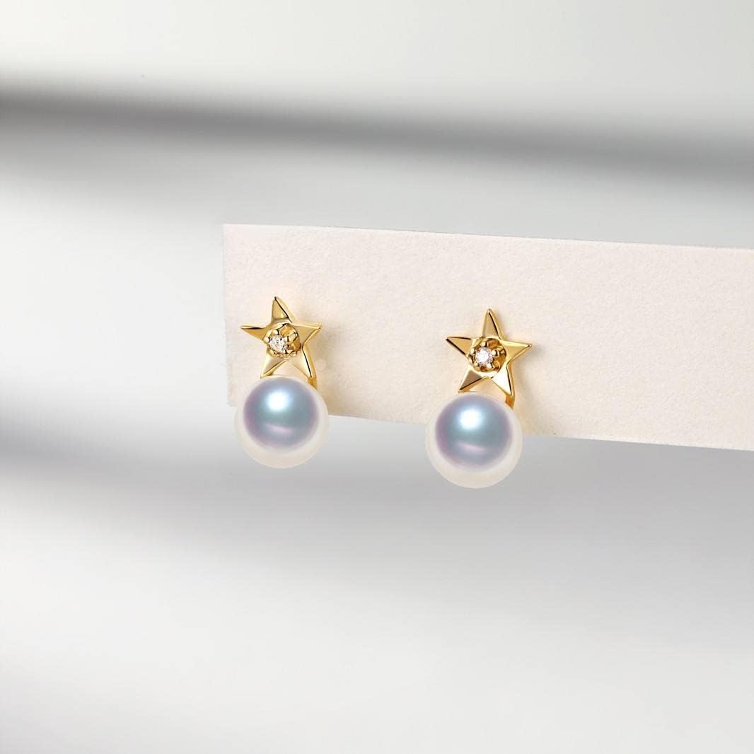 Nonnyl S925 Sterling Silver Pearl Earrings Handpicked AAA+ Quality 7.5-8mm White Freshwater Cultured Pearl Cubic Zirconia Earrings Fine Jewelry Gifts for Women Mom Wife Her