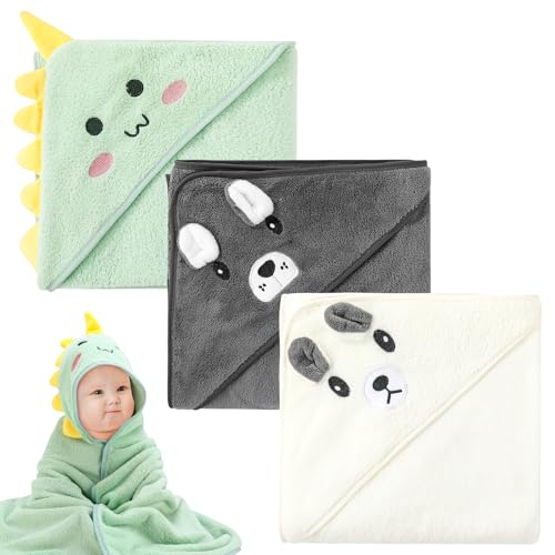3PCS Serviette de Bain Capuche Bébé,Serviette Bebe,Serviette Bebe Naissance,Drap Serviette de Bain pour Bébé Nouveau-né,Cape de Bain pour Piscine 80 x...