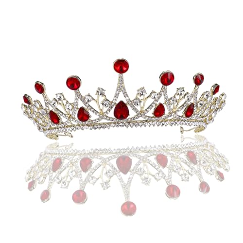 Couronne de Mariée Rouge en Strass Légère et Confortable pour Fêt