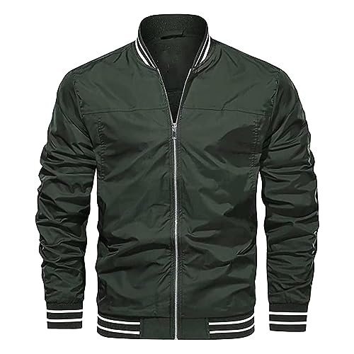 Generisch Chaqueta de mezclilla para hombre de moda casual chaqueta básica abrigo para hombres, verde, XXL