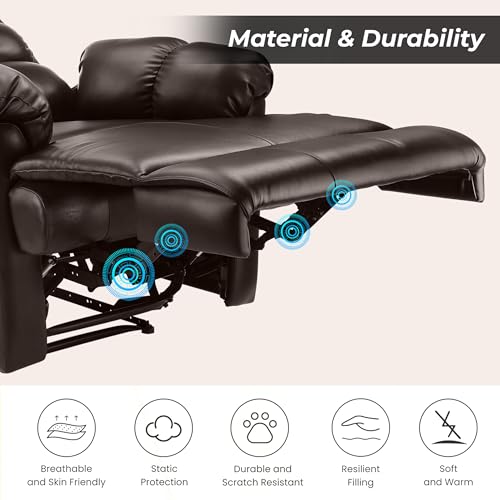 Image of Little NAP Single Amet Soft Leatherette Motorized Recliner | Padded Seater Aram Sofa | Relaxing Chair for Home Office Movie Theater Room | Brown