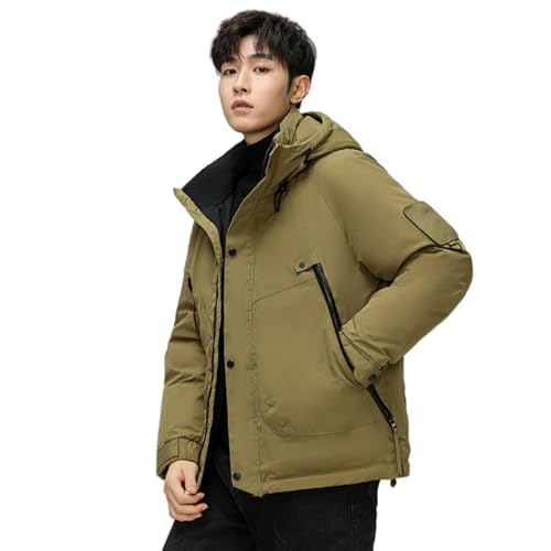 Veste d'hiver courte homme doudoune épaisse matelassée coupe-vent à capuche