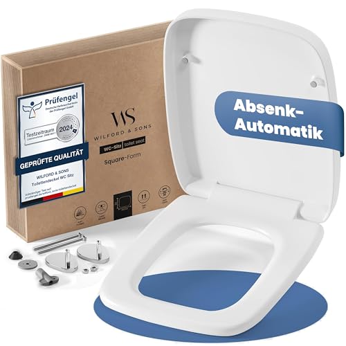 Wilford & Sons Premium WC Sitz eckig – Toilettendeckel mit...