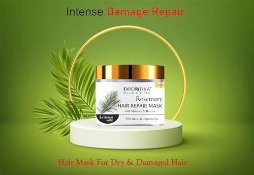 Image of Drontika Wild & Pure Korean Rosemary Oil Hair Mask - For Dry & Frizzy Hair, Smoothening & Hair Fall Control | With White Fenugreek & Camellia - 120ml (1 Count)