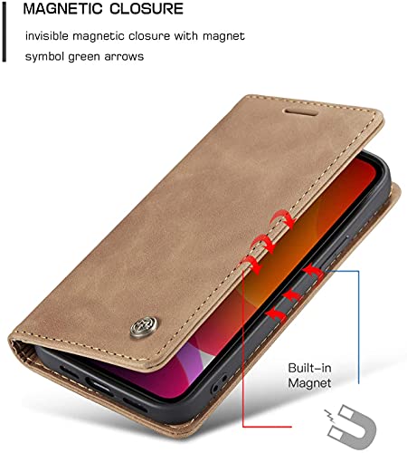 Capa Capinha Couro Imã Carteira iPhone 13 Mini, 13, 13 Pro,13 Pro Max - Proteção Premium (Marrom, iP