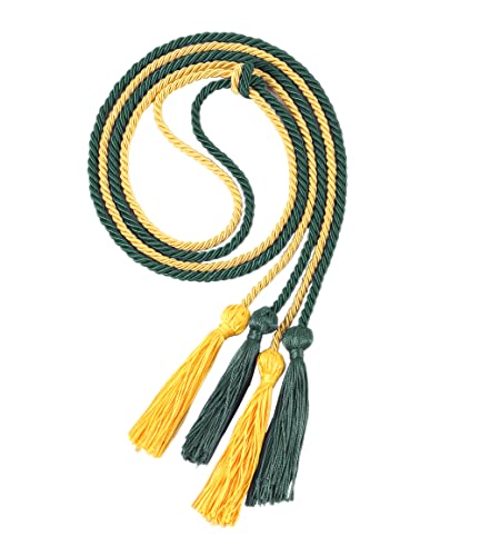 Image of Double Graduation Honor Cords - Forest Green and Gold,68 inch Long