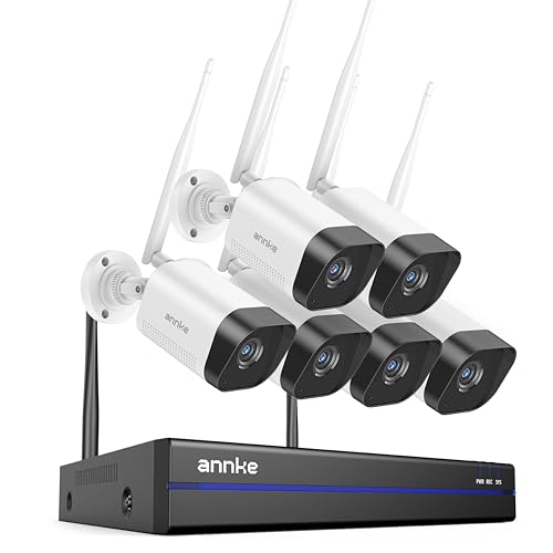 ANNKE Set di telecamere di sorveglianza da 3 MP, 6 telecamere IP da 8 MP e 16 CH 4 K NVR per registrazione 24/7, per interni esterni, riconoscimento intelligente delle persone, audio a 2 vie, visione
