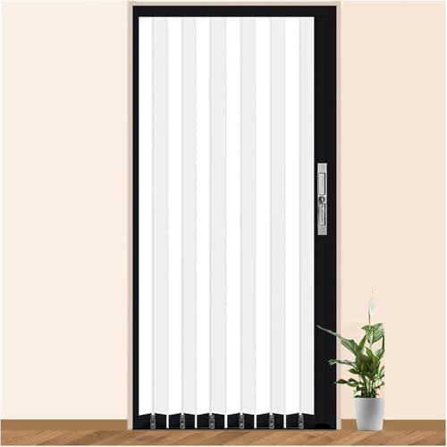 Puertas Interiores corredizas Tipo acordeón con Cerradura y Llave, Separador Temporal de ambientes, Puerta Plegable para Armario, baño, Dormitorio y despensa (193 x 203 cm)
