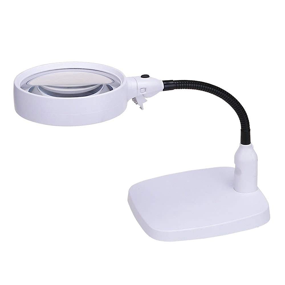 asdchZen Magnifying Glass,With Light Desktop Magnifying Glass,With 8X Magnification Lightweight Hand-Held For Reading Inspection Hobbies And Crafts Magnifier/White