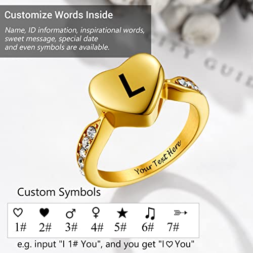 Image of Memorial Keepsake Urn Rings for Ashes Hair for Women Men, Claddagh Heart Ring, Rose Ring, Cremation Jewelry, Black /18K Gold Plated Stainless Steel, Size 6-11, Come with Box