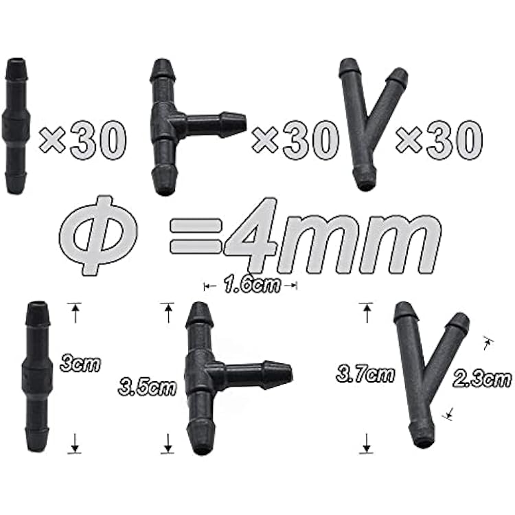 90PCS Windshield Washer Hose Connector, 2-Way I Type,3-Way T/Y Type Connector Kit,Black Universal Windshield Wiper Fitting Splitter(90PCS)
