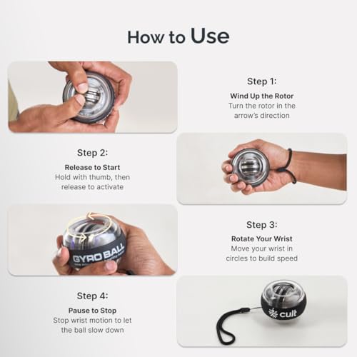 Image of Cult Gyro Ball Wrist Exerciser for Forearm & Grip Strength, Hand Strengthener for Gym & Home Workout