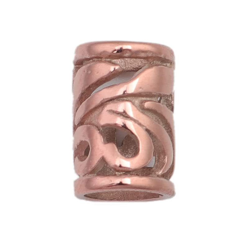 304 Stainless Steel Spacer Beads Cylindrical Hollow Pattern Gold &/ Bead for Jewelry Making Supplies 10x7mm, 1 PC - (Color: Rose Gold)