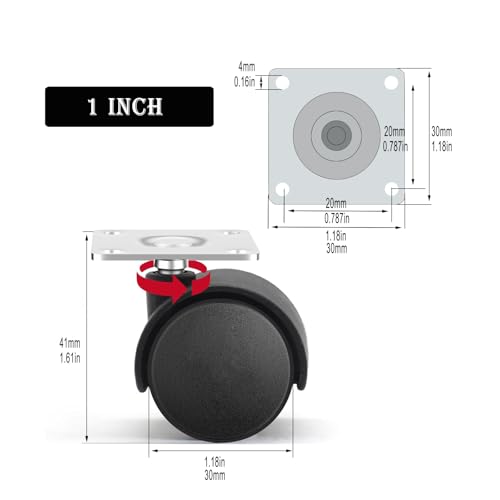 Copapa 1" Roulettes de roulement à billes pivotantes Dia en plastique pour roues 5 Pcs w Vis de montage