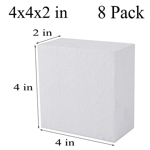Amzqnart 8 Pack Crafts Foam Blocks, 4X4X2 Square Polystyrene Foam Bricks For Art Sculpting, Flower Arrangements, Sculpture, Modeling, School And Home Diy. #TOP1