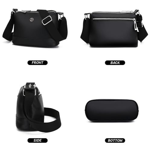 Image of Eslcorri Lightweight Nylon Crossbody Bag for Women, 3 Pocket Casual Shoulder Purse with Adjustable Strap for Travel Daily Use | Well-organized