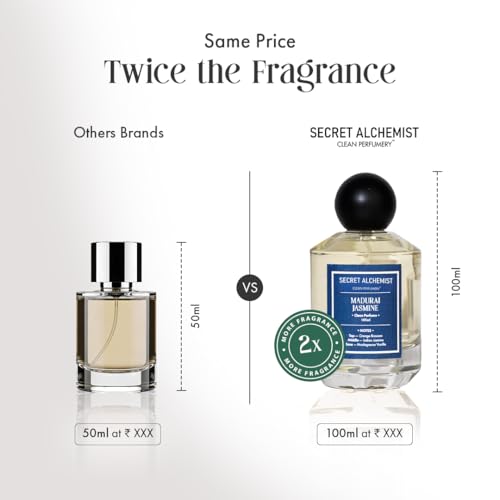 Image of Secret Alchemist Madurai Jasmine Eau de Parfum 100ml - Long Lasting Clean Perfume for Women | Fresh Floral Jasmine, Orange & Vanilla | High Concentration, Everyday Work Wear, Free from Phthalates