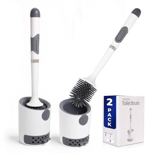 PACK&BACK - 2 Uds - Escobillas Baño con Dispensador Jabon - Cepillo Inodoro Escobilla Baño Silicona Gel Flexible para Limpieza WC - Escobilla Recargable Inodoro Versátil - Piacaba Casa De Banho