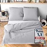 Wolkenfeld Bettwäsche 135x200 4teilig – Hellgrau - kuschlig weich & bügelfrei – ÖKO-TEX Zertifiziert – Mikrofaser Bettwäsche-Sets 2X Bettbezug 135 x 200 + 2X Kissenbezug 80x80