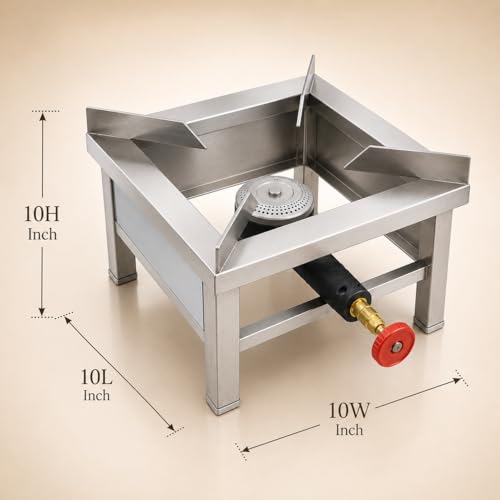 Image of Square Catering Burner 10x10 Inch Heavy Duty LPG Gas Stove Stainless Steel Commercial Cooking Burner for Hotel Restaurant Catering Kitchen