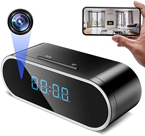 Hidden Camera Alarm Clock, 1080P HD Camera Indoor WiFi, Mini Night Vision Camera with Motion Detection and Loop Recording, Nanny Cam for Home Office Security