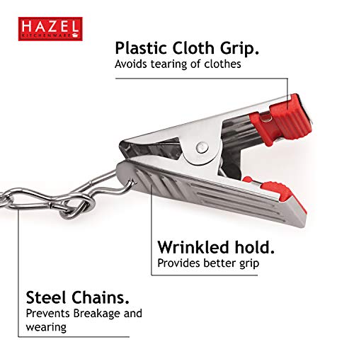 Image of HAZEL Stainless Steel Cloth Hanger with 25 Clips | 360 Degree Baby Cloth Drying Hanger | Multi Clip Clothes Hanger