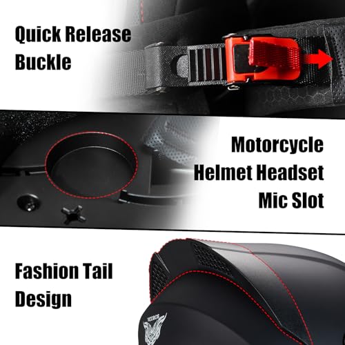 VCOROS Full Face Motorcycle Helmet for Unisex-Adults ECE DOT Approved WS-609 Motorbike Street Bike Racing Helmets with Visor (Matte Black-B, XX-Large) by VCOROS - Image 8