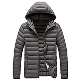 Maiyifu-GJ Mens Puffer Jacket Windproof Outerwear Hooded Lightweight Warm Down Jackets Thicken Winter Padded...