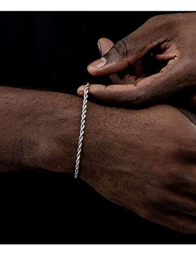 Nometo 925 Sterling Silver Rope Chain Bracelet 3Mm Silver Bracelet For Men Women Silver Bracelet 6.5-9 Inches（6.5） #TOP4