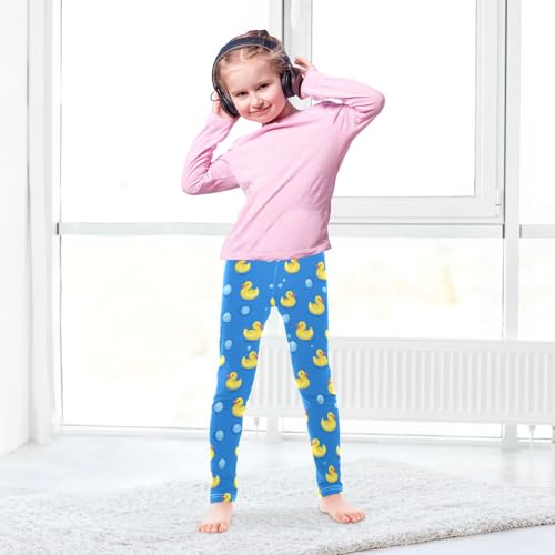 Yellow Ducks Floating Girls' Leggings Toddler Doodles Kids Yoga Pants Dance Active Tights 4T4