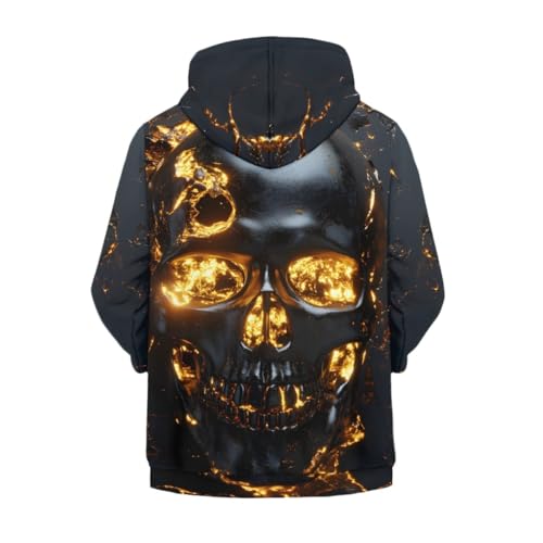 Teens Kids Boys 3D Skull Printed Long Sleeve Full Zipper Up Hoodie with Big Pocket2