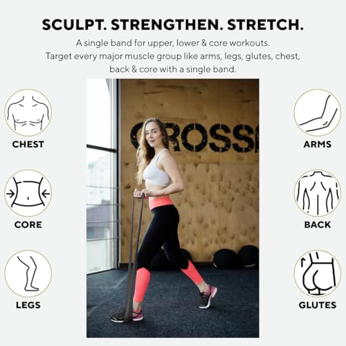 Image of PulseITThera Resistance Bands for Workout. Pilates, Yoga & Home Exercise Bands. Latex Thera Bands for Gym, Strength Training, Stretching & Toning. Fitness Bands for Men & Women (Black)