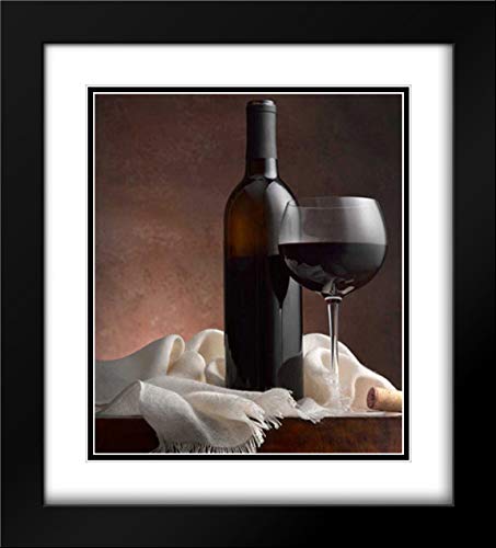 Seidman Barry 28x32 Black Modern Frame and Double Matted Museum Art Print Titled Red Wine and Cork