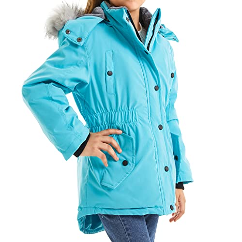 FARVALUE Girls' Long Winter Coats Warm Parka Lined Puffer Jacket Thicken Fleece Hooded Coat with Fur Collar for Girls2