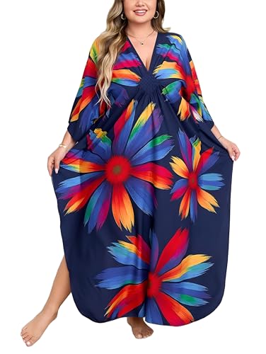 Image of Kaftan Dress for Women - Plus Size Caftan Maxi Beach Dress Moo Moos Loungewear, Swimsuit Cover Up for Beach, Pool or Vacation