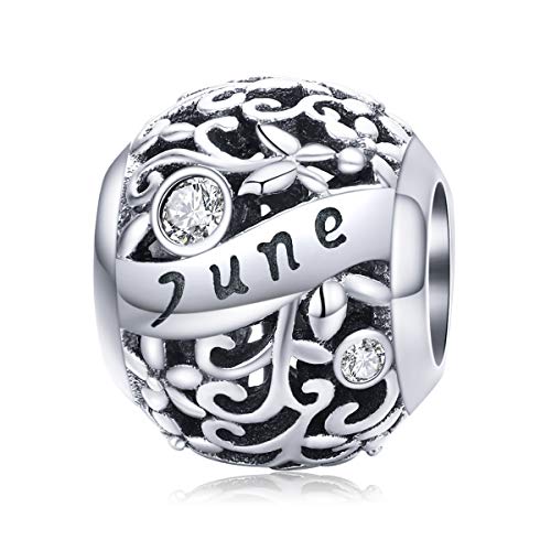 Breloque en argent sterling 925 avec pierre de naissance pour bracelet Pandora, Cristal