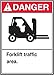 Accuform MVHR018VP Sign,"Danger Forklift Traffic Area", 10" Length x 7" Width x 0.055" Thickness, Plastic, 10" x 7", Red/Black on White