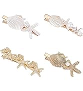 PH PandaHall 4 Styles Starfish Shell Hair Clip Beach Alligator Hair Clips Starfish Barrettes Dain...