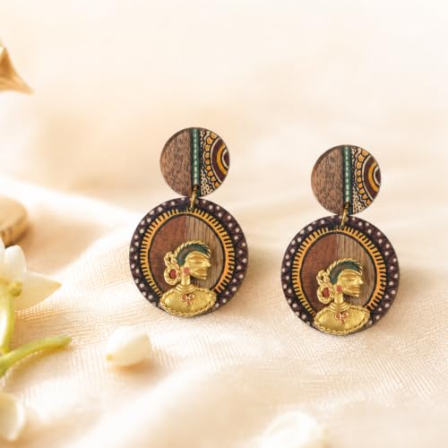 Image of Handcrafted Tribal Wooden Earrings Collection for Women - Butterfly, Princess & Modern Geometric Statement Designs