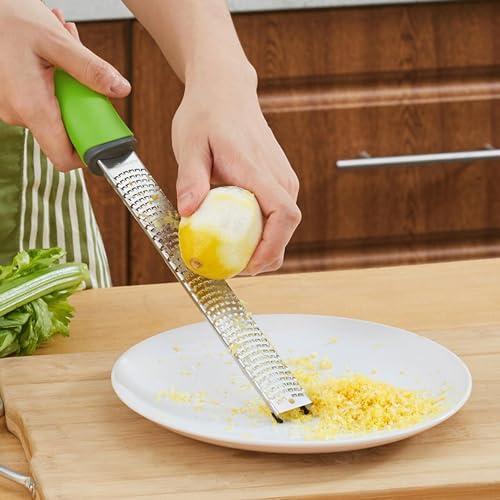 Image of Baskety Stainless Steel Zester Grater Handheld for Lemon, Cheese, Ginger, Garlic, Vegetables & Fruits - 1 Piece (Green)