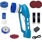 Electric Scrubber Power Cordless, Portable 360 Handheld Washing Cleaning Machine with 7 Replaceable Brush Heads, High Rotation for Bathroom, Floor, Kitchen, Car, Sink, Wall, Window.