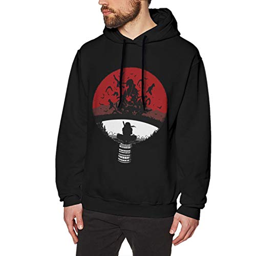 Akatsuki Itachi Uchiha Not Easy to Shrink Mens Fashion Athletic Sport Pullover Solid Hoodies Lightweight Sweatshirt Black