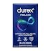 Durex Condom Prolong Natural Latex Condoms, 12 Count - Ultra Fine, Ribbed and Dotted with delay Lubricant