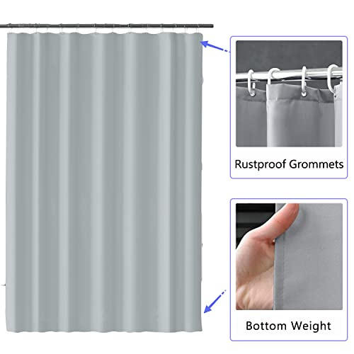 Image of LLSCL Grey Fabric Shower Curtain Liner with Magnets, Waterproof Hotel Quality, 72 x 72 Machine Washable