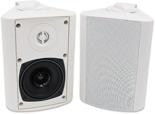 Herdio 4 Inches Outdoor Bluetooth Speakers Waterproof Patio Deck Wall Mount (White)
