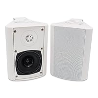 Herdio 4 Inches Outdoor Bluetooth Speakers Waterproof Patio Deck Wall Mount (White)