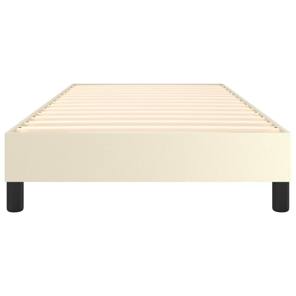 Boxspringbettgestell Creme 100x200 cm Kunstleder Rahmen mit Sperrholzlatten Robustes Einzelbett Modernes Polsterbett für Schlafzimmer Gästezimmer Erstwohnung