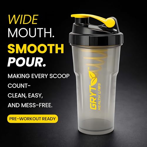 Image of Protein Shaker Bottle with Mixing Ball | Leakproof Gym Shaker Cup for Whey Protein, Pre Workout & Juice | BPA Free Sports Water Bottle for Gym & Fitness (600ml)