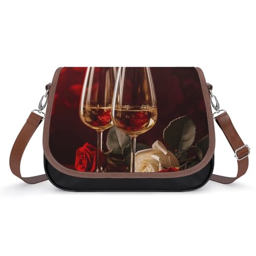 Sac à bandoulière en cuir de vin blanc pour femme, taille moyenne à rabat